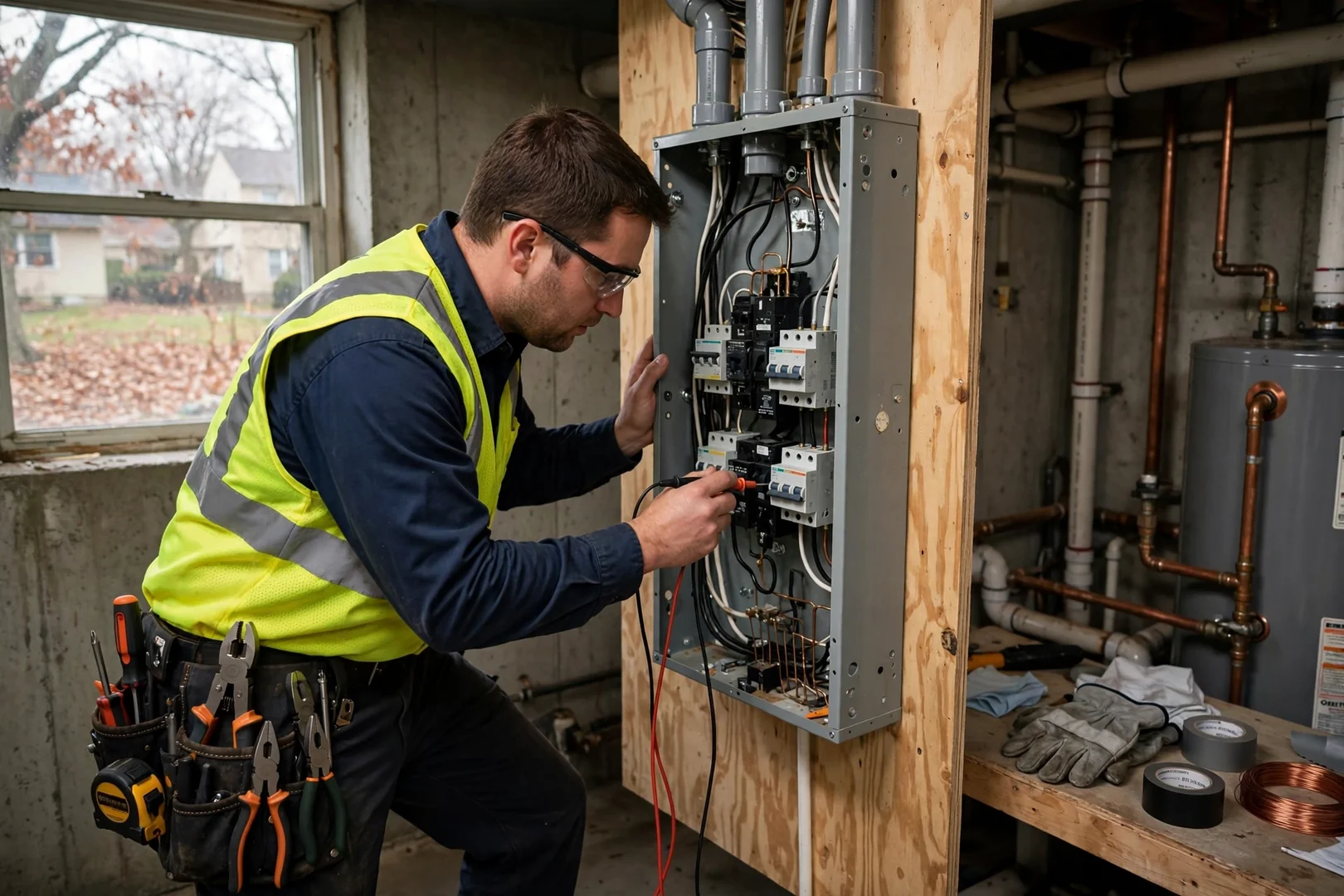 Overloaded older breaker panel with double-tapped breakers found during a home electrical inspection
