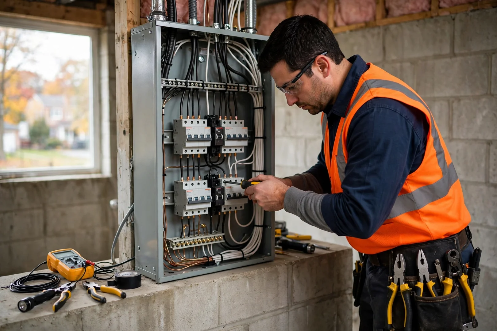 Neatly organized branch circuits landed and labeled inside a residential load center
