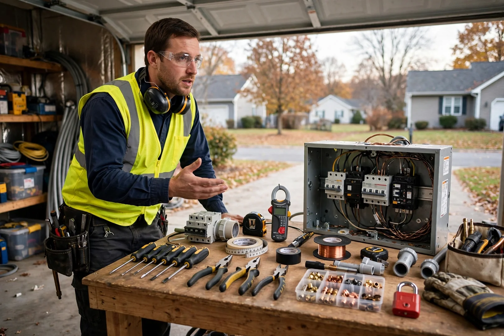 Electrician equipment ready for customer walkthrough