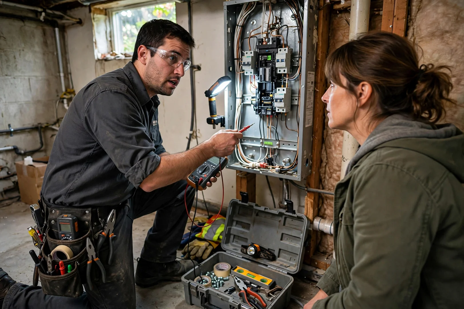 Electrician labeling new circuit wiring inside a Centereach home panel